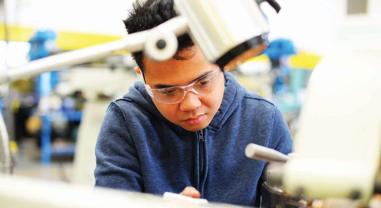 Student wearing safety glasses